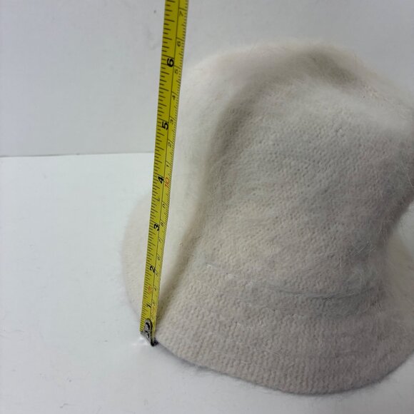 Angora and Wool Blend Fuzzy Ivory Bucket Hat Cloche Retro - Picture 8 of 8